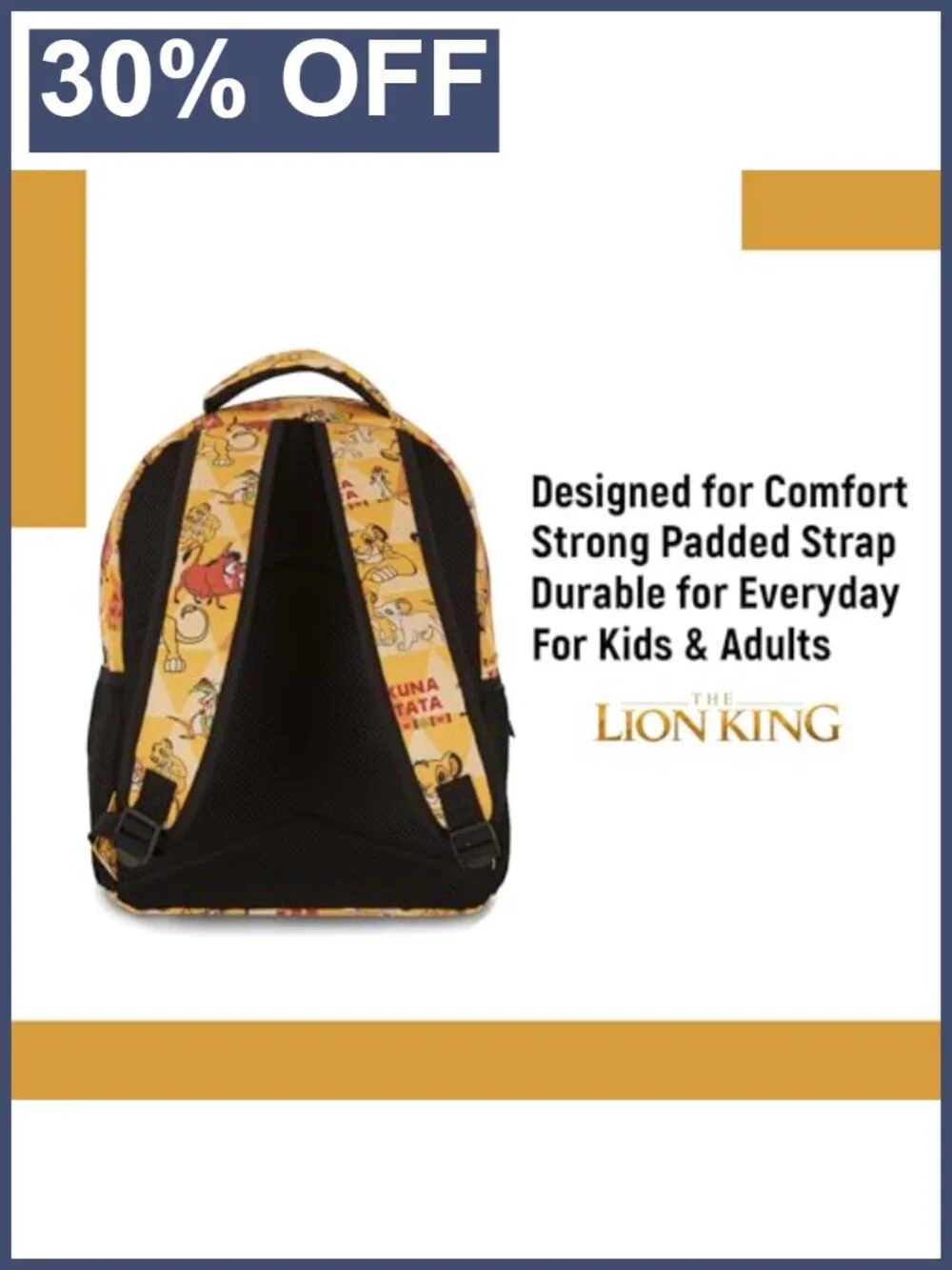Lion King Kids Backpack Hakuna Matata Simba Mufasa Timon Pumbaa Durable School